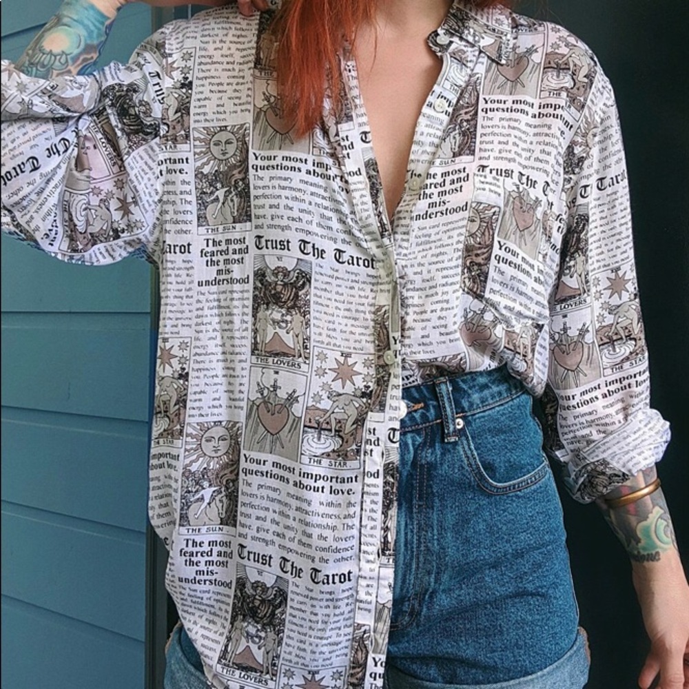 🔮MAJOR ISO!!!! Motel Rocks Oxford Tarot Shirt🔮